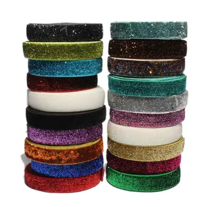 5/8 "1.5cm 20 cores Brilhante Rainbow Glitter Dobre Fita FOE para DIY Vestuário Costura Elástico para Artes, Artesanato de Costura