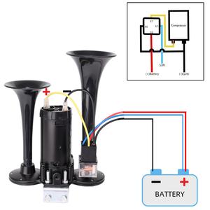Klaxon à Air B-FARBIN pour klaxon de Train de camion pour klaxon de camion fort avec compresseur 12v Airhorns fort double trompette Chrome - Product Image 6