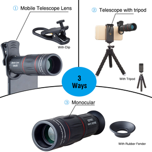 Kit d'objectifs téléobjectifs pour téléphone portable 5 en 1, objectif d'appareil photo pour téléphone portable, <span class=keywords><strong>zoom</strong></span> 18X, télescope, grand angle, macro, fisheye, objectifs à clipser pour iPhone - Product Image 4