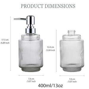 <span class=keywords><strong>Distributeur</strong></span> de <span class=keywords><strong>savon</strong></span> moderne en verre transparent côtelé cylindrique, pompe à lotion durable, bouteille de <span class=keywords><strong>savon</strong></span> <span class=keywords><strong>liquide</strong></span> à épaule étagée et estampillée or - Product Image 3