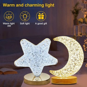 Bedroom Crystal Touch Dimming Night Light Girls Room Home Decor Aesthetics USB Charging Bedside LED Ambient <b>Table</b> 3D Moon Lamp - Product Image 3