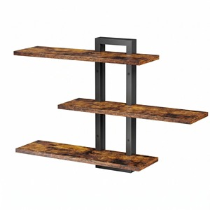 Estante de Pared de Madera Ou Shumei, Rectangular, de Tres Niveles, Color Marrón, para Baño, Ahorra Espacio, Duradero - Product Image 2