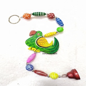 Cloches d'éléphant perlées en bois coloré tentures carillons éoliens de fête décoratifs en gros de l'Inde - Product Image 2