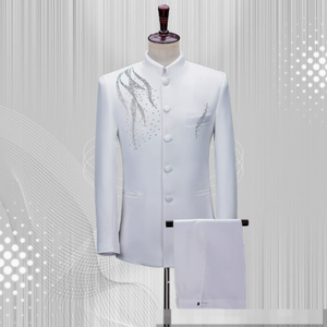 Abito da uomo con strass e paillettes, tunica, costume da canto, abito da cerimonia cinese, abbigliamento per performance teatrali - Product Image 3