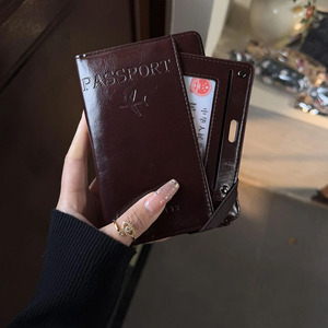 Custom Dark Brown PU Leather Multifunctional Travel <b>Wallet</b> Anti-Theft Card Passport Holder Certificate Storage Air Ticket <b>Wallet</b> - Product Image 2