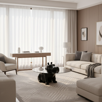 Table basse en verre trempé moderne et luxueuse avec rangement, facile à nettoyer, cadre en fibre de verre pour la maison ou le bar d'hôtel