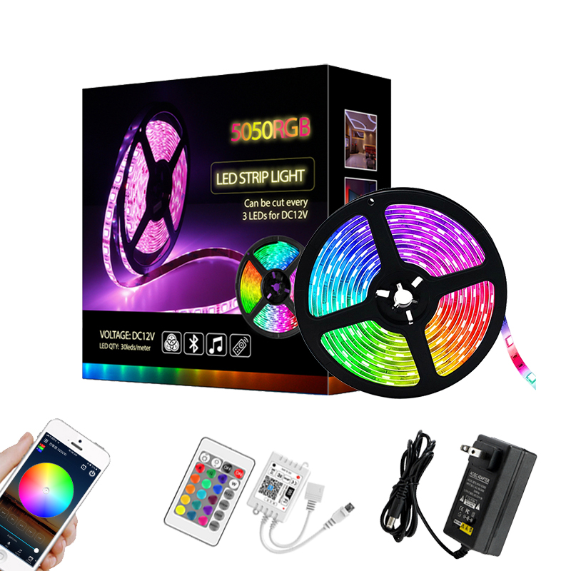 DC12V cct 5050 RGB LED rope light Set with 24Key WiFi RGB Controller smart LED Strip Light kit