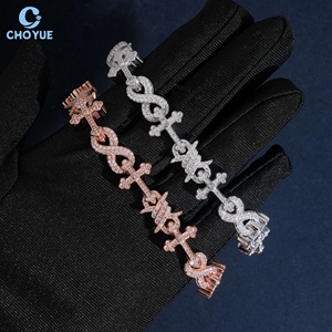 Hip Hop 925 Silver Cross Moissanite Chain <b>Bracelet</b> Rhodium Plated <b>Infinity</b> Style Link Unisex Luxury Everyday Wear - Product Image 4