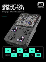 Console portable DATA FROG RG36 64G avec éclairage RVB, lecteur vidéo de poche, compatibilité 21 émulateurs, ARK 2.0 filaire SNES GB GBC MD