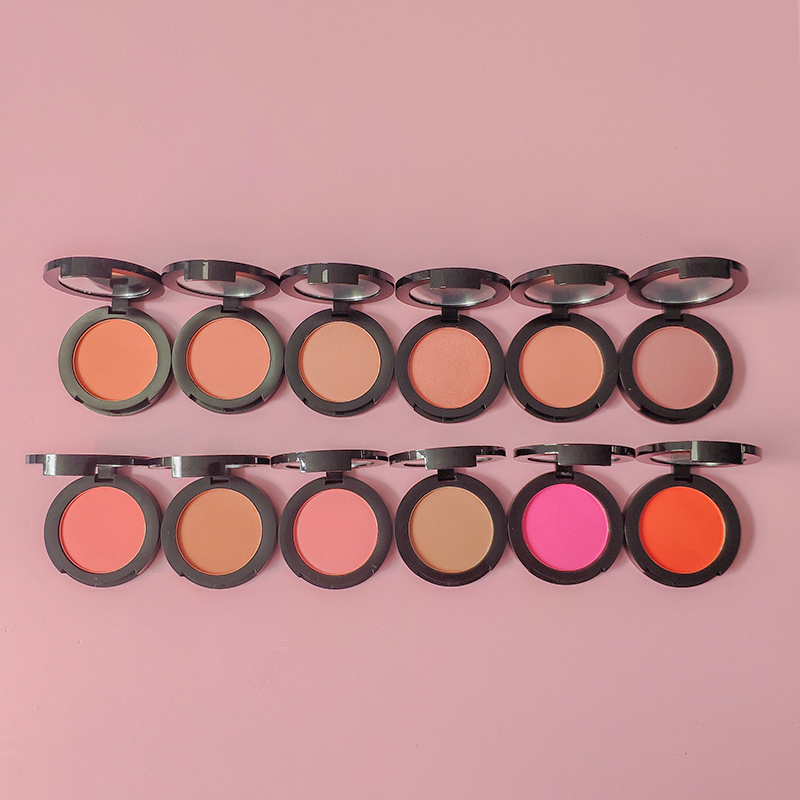 Оптовая продажа, 12 видов цветов, без логотипа, веганские румяна, частная этикетка, высокопигментная палитра розовых румян