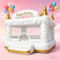 Structure de jeu gonflable personnalisée, château gonflable blanc, matériau PVC 0,55 mm, certifié CE, usage commercial, grande structure de divertissement extérieure