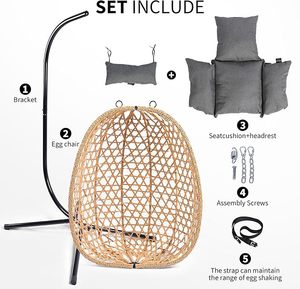 Sedia a Dondolo Moderna per Esterni con Telaio in Acciaio Resistente e Rattan PE, Comoda con Cuscino, per Giardino, Patio e Balcone - Product Image 2