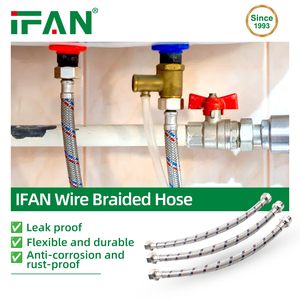 Raccord <span class=keywords><strong>de</strong></span> tuyau en acier inoxydable IFAN, tuyau <span class=keywords><strong>flexible</strong></span> tressé 1/2"-1", tuyau d'eau tressé 30-60cm, mâle-<span class=keywords><strong>femelle</strong></span> - Product Image 4