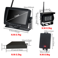 Caméra de chariot élévateur sans fil VD 7 pouces avec moniteur, étanche, laser, 12-84V, système de détection d'angle mort, système de caméra sans fil pour chariot élévateur