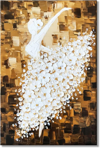 Pintura al óleo de bailarina de <span class=keywords><strong>Ballet</strong></span> hecha a mano sobre lienzo textura 3D paleta cuchillo moderno pintado a mano arte de la pared abstracto decoración pintura - Product Image 4
