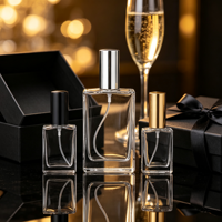 Flacon de parfum vide en verre transparent carré, atomiseur de parfum rechargeable, flacon cosmétique pour emballage de parfum et d'huiles essentielles