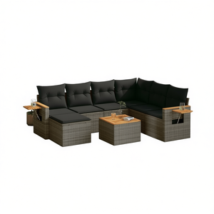 Conjunto de Sofá de Jardín de Ratán Gris Oscuro con Cojines de Espuma de Alta Densidad, Muebles de Exterior de Diseño Contemporáneo, Resistentes al Agua y a los Rayos UV - Product Image 1