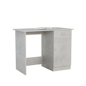 Bureau en bois d'ingénierie gris béton 39,4x19,7x29,9 pouces avec armoire de rangement, design minimaliste, autoportant - Product Image 1