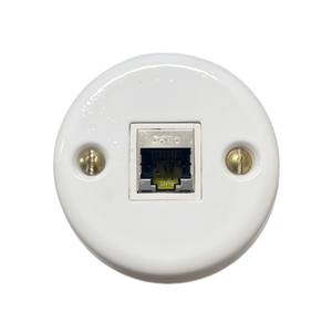 Conector Ethernet Fanton RJ45 Cat6 de 1 Puerto y 8 Núcleos, Blindado FTP, de Cerámica Blanca Vintage, para Montaje en Panel - Product Image 2