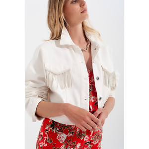 Veste en jean avec franges en diamant blanc - Product Image 2