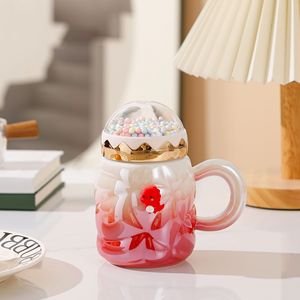 Offre Spéciale – Tasse en Céramique Grande Capacité avec Couvercle, Design Élégant, Dégradé Nacré, Style Luxe Léger, avec Poignée Intégrée - Product Image 6