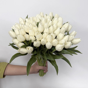 Ramo de Tulipanes Blancos de 10cm-30cm, Flores Artificiales de Plástico PE, Plantas Decorativas para Interiores y Exteriores - Product Image 1