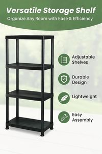 4-Tier Durable Light weight Rust Proof <strong>Plastic</strong> <strong>Shelving</strong> Unit for Garage Warehouse Garden &amp; <strong>Sheds</strong>-Space Saving Storage - Product Image 5