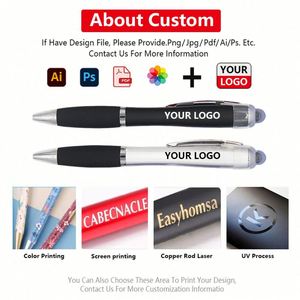 Stylo tactile LED lumineux en gros, stylo bille de haute qualité avec logo laser personnalisé pour cadeau promotionnel - Product Image 3