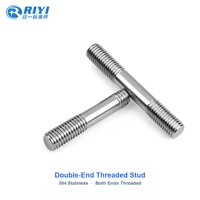 Tige filetée double extrémité en acier inoxydable 304, filetage métrique M3 à M16, longueur personnalisée, usine RIYI