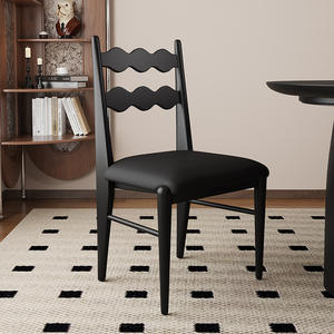 Silla de Comedor de Madera Maciza Estilo Retro Francés, Tapizada en Tela de Lino y Algodón, para Uso en Restaurantes - Product Image 2