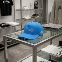Casquette de baseball en coton bleu à 5 panneaux OEM ODM avec logo brodé 3D en relief personnalisé pour les grossistes, usine BSCI, prix streetwear