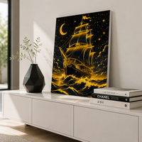 Kit de peinture sur toile moderne de paysage marin à faire soi-même avec cadre en bois et toile en coton - Kit cadeau pour la décoration de la maison