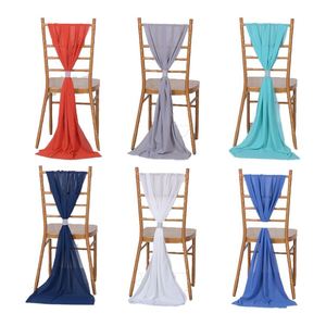 Nappe de chaise en mousseline blanc ivoire de luxe pour mariage, drapé de chaise en mousseline pour banquet - Product Image 1