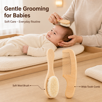 Brosse coiffante naturelle pour enfants avec manche en bois de hêtre et poils de chèvre, peigne de massage capillaire durable pour usage domestique