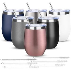 12oz Wine Tumbler with Lid Wine Glasses Double Wall Vacuum Travel Mugs stainless steel Coffee <b>Cup</b> for <b>Cold</b> & Hot Drinks - Product Image 2