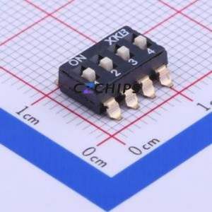 DSIC04LS-P DIP Switch SMD-8P,6x10.2mm Switch Flat Toggle, Raised Type Single Pole Single Throw 4 Gull Wing Type - Product Image 1
