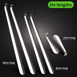 En gros, Chausse-pied long de 30 cm en acier inoxydable avec manche en cuir, accessoire pour la maison pour enfiler les chaussures - Product Image 5