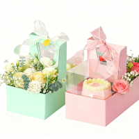 Boîte d'emballage cadeau décorative de fleur de mariage de taille personnalisée boîte de fantaisie recyclable portable transparente jaune mini fleur gâteau