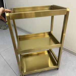 Carrito de Salón de Belleza Profesional Dorado, Muebles de Salón de Belleza, Carrito Móvil para Almacenamiento de Equipos - Product Image 1