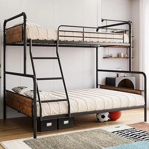 Custom-made wrought iron bunk <b>beds</b> for home use, hotels, apartments, and bedrooms, featuring <b>storage</b> cabinets and drawers, - Product Image 2