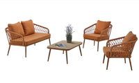 Ensemble de canapés de jardin en toile de haute qualité de style moderne, structure en métal, ensemble de canapés d'extérieur simples 4 places