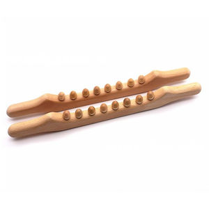 Ensemble de massage en bois de hêtre massif pour la thérapie lymphatique et la gua sha, comprenant un bâton de massage roulant, une planche de raclage et une ventouse de massage pour la tête. - Product Image 2
