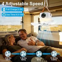 Ventilateur de camping portable avec lumières, rechargeable par USB, ventilateur de tente de 24 cm avec lumière, 4 vitesses avec télécommande, minuterie