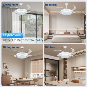 مروحة سقف حديثة بتصميم نورديك مع إضاءة <span class=keywords><strong>LED</strong></span> قابلة للتعتيم وريش ABS قابلة للسحب بـ 6 سرعات للرياح وحجم 42 بوصة مع جهاز تحكم عن بعد - Product Image 6