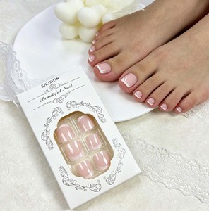 24 <span class=keywords><strong>faux</strong></span> <span class=keywords><strong>ongles</strong></span> de pieds carrés courts brillants à presser, style French, blancs, <span class=keywords><strong>en</strong></span> acrylique, couleur nude rose, couvrance totale pour femmes - Product Image 1