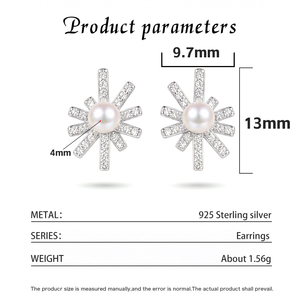 Boucles d'oreilles clous en perles d'eau douce naturelles, en argent sterling S925, bijoux en forme de goutte pour femme, élégantes, minimalistes, cadeau de mariage délicat - Product Image 6