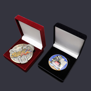 Hộp Trưng Bày Đồng Xu Thử Thách Vàng Quà Tặng Chất Lượng Cao Hộp Đồng Xu Nhung Sang Trọng Màu Xanh Bạc Gỗ Thách Thức Tùy Chỉnh - Product Image 4