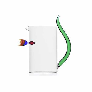 Brocca per acqua Animal Farm In Out Fish Pitcher da 1 litro in vetro con design a forma di pesci colorati per uso in cucina - Product Image 1