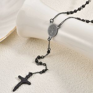 สร้อยคอพระพุทธรูปทองคำประดับลูกปัดสแตนเลสทรงกลมพร้อมจี้พระแม่มารีสไตล์วินเทจ สร้อยคอสแตนเลส - Product Image 3