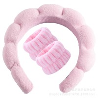Set Bando Bulu Awan untuk Wanita, Bando Flanel Spons untuk Cuci Muka, Bando Rambut Lucu Tahan Air untuk Spa dan Makeup, Dilengkapi Jepit Rambut